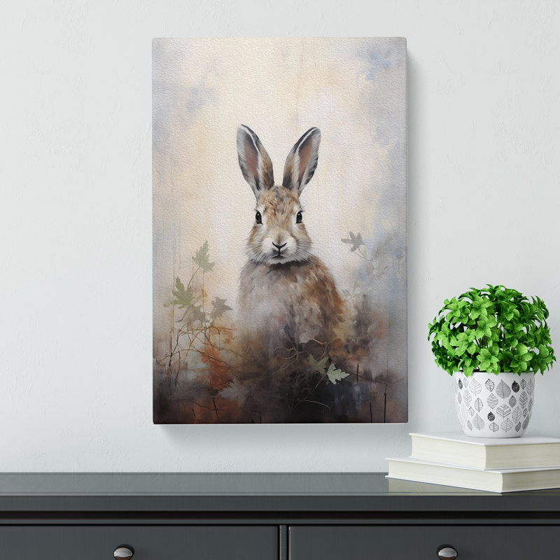 Rabbit Gestural - Wrapped Canvas, 50cm H x 35cm W x 3cm D