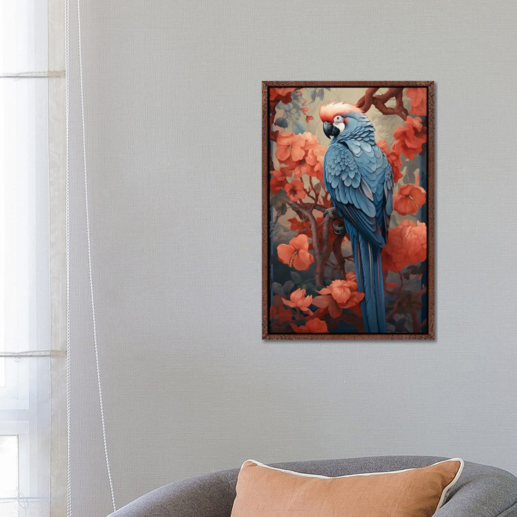 Parrot With Flowers by David Loblaw - Gallery-Wrapped Canvas Giclée on Canvas