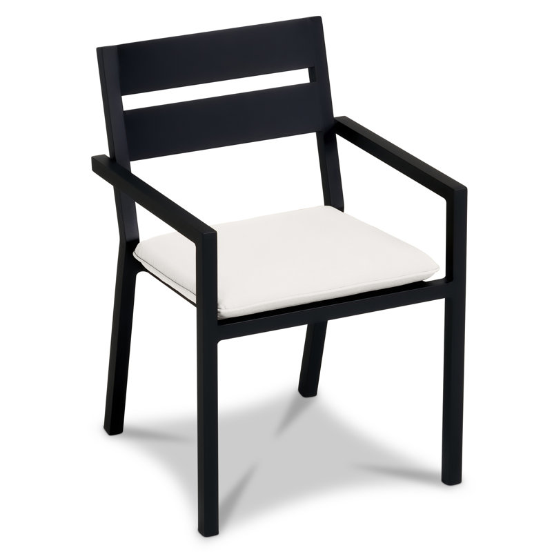 Vivant Outdoor Dining Armchair, Black, Canvas Natural Sunbrella® Canvas