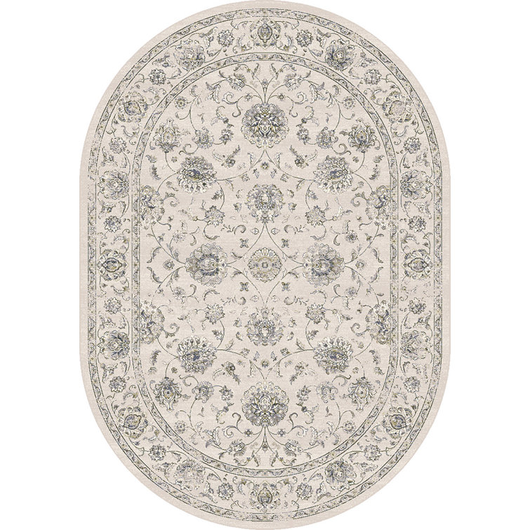 Tapis floral crème / gris