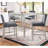 5 Piece Counter Height Table Set, Wooden Kitchen Table Set With Square Table And 4 Upholstechairs, Counter Height Dining Table With Crystal Decoration And Chair Set