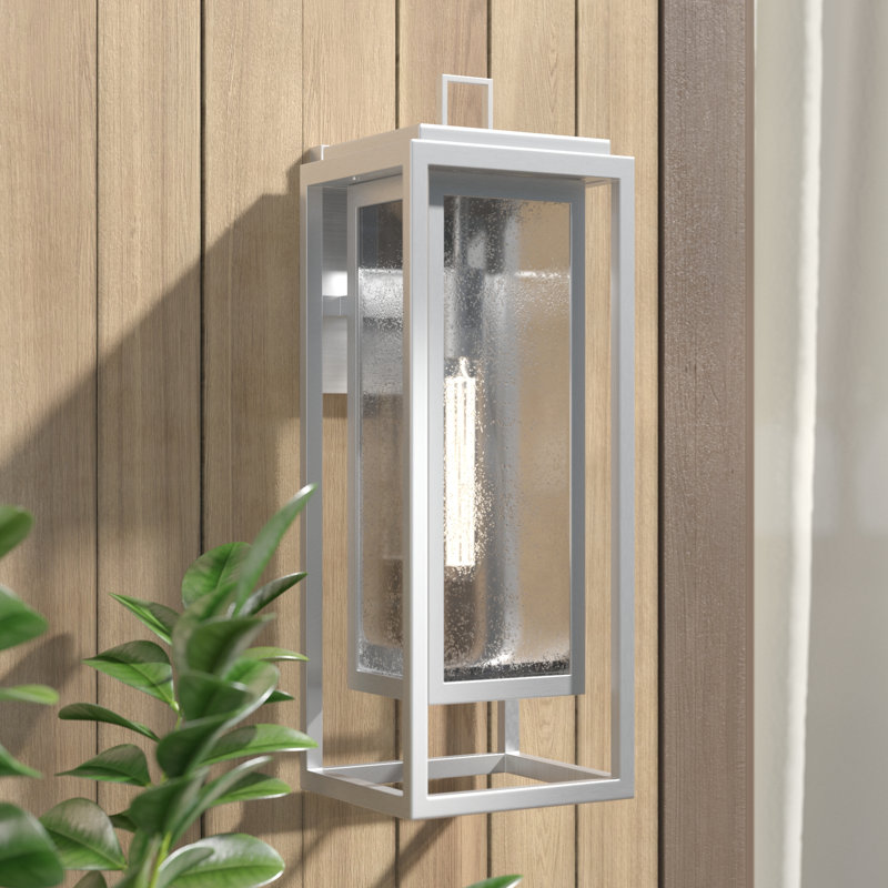 Gammett Outdoor Wall Mount Lantern with Anti-Fade Finish, 20" H x 7" W x 7" D, Satin Nickel