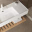 Lede 48" Bathroom Vanity , Wall-mounted Floating White Rectangular Engineered Stone Basin Without Faucet, Striped Shelves Layer, Nature Oak