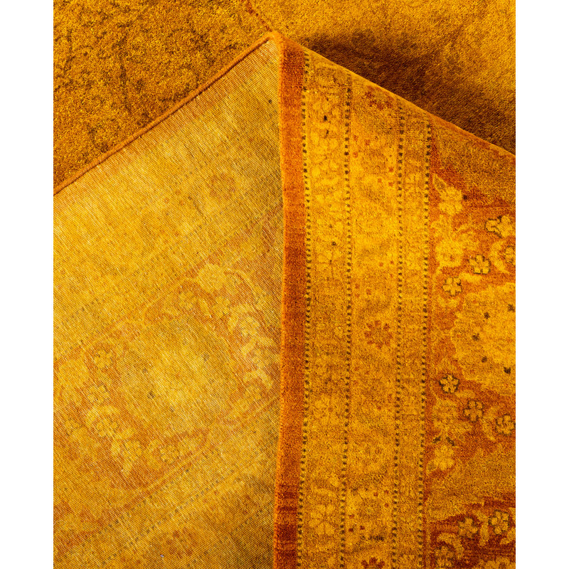 Overdyed Hand-Knotted Wool Modern-Contemporary Gold Area Rug 9' 2" x 12' 2"
