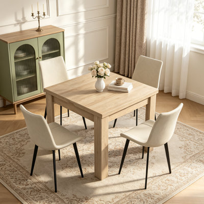 Aurik 5-piece Extendable Dining Table Set For 4,31.5"-62.9" Rectangle Drop Leaf Kitchen Table With 4 Upholstered Dining Chairs