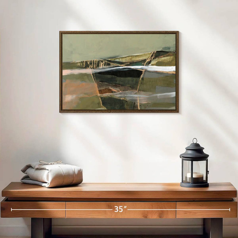 Horizon réfracté I, 19 po x 13 po, Cadre flottant en noyer