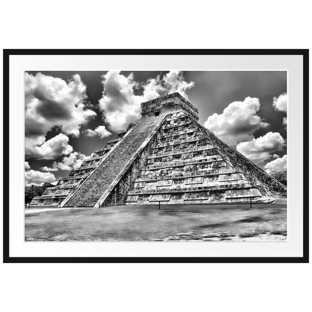 Gerahmtes Poster Maya Pyramide in Mexico