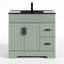 Meuble-lavabo simple 36 po avec lavabo noir, robinet et drain, peint à la main-394708419