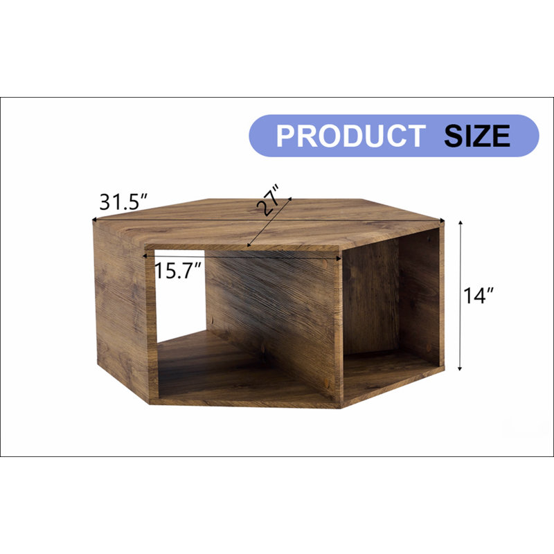 Table basse hexagonale en panneau de fibres à densité moyenne, autocollants à motifs caractéristiques, conception à trous multiples pour offrir plus d'espace de rangement, conception simple et pratique qui convient à toutes sortes de décors de style.