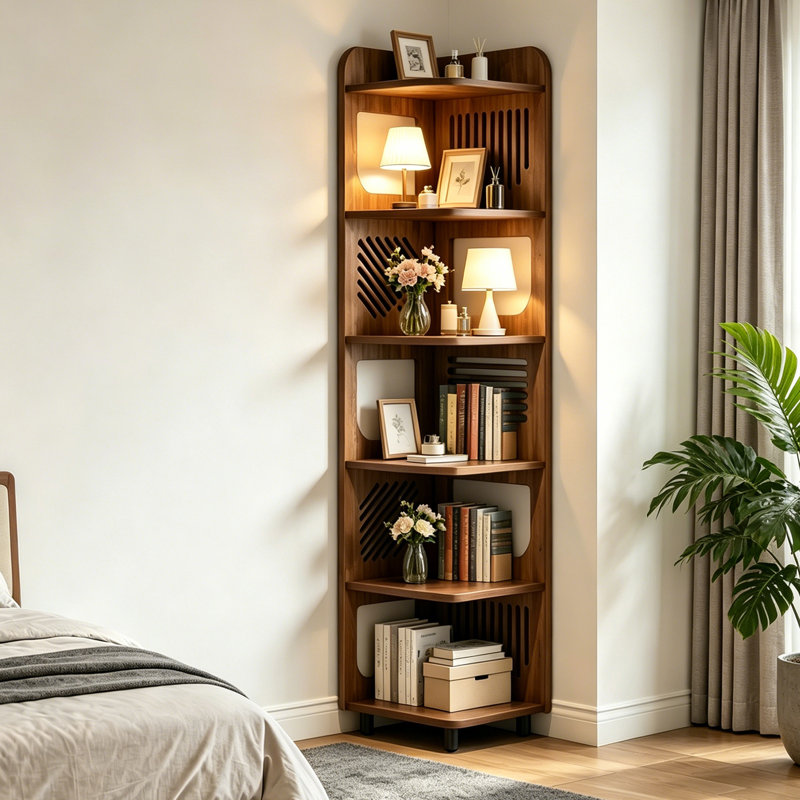 6-Tier Corner Bookcase, 72" Storage Display Rack