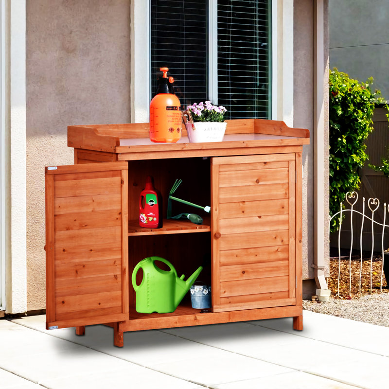 Outdoor 39" Potting Bench Table, Orange