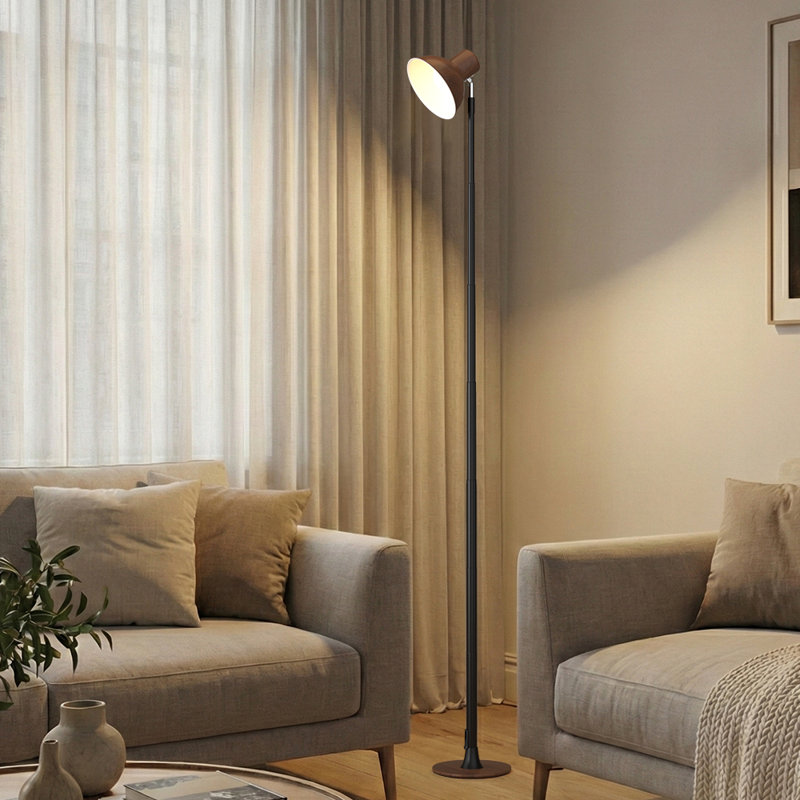 57 In. Dimmable LED Floor Lamp, Adjustable Height Reading Floor Lamp, Walnut