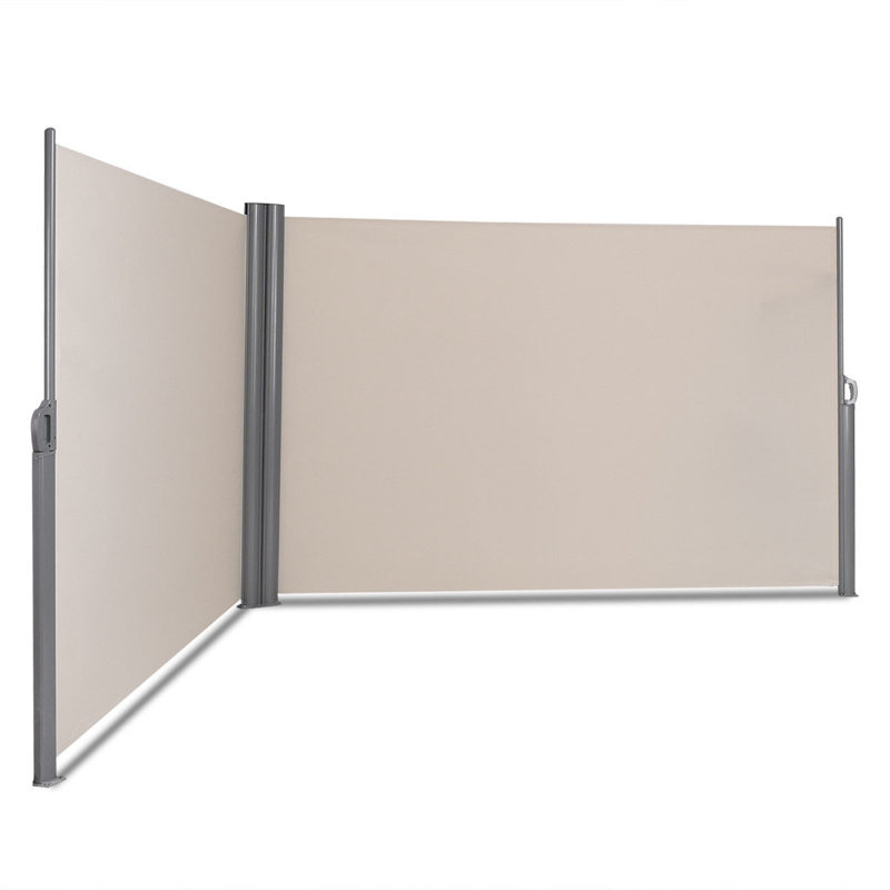 Paravent rétractable double pliant, Beige, H 71 po x l 2 po x P 237 po