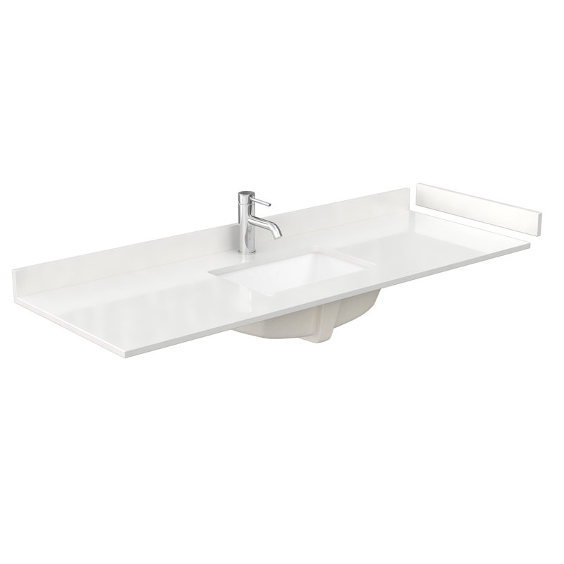 Daria 60'' W Vanity, White, Brushed Gold, White Quartz