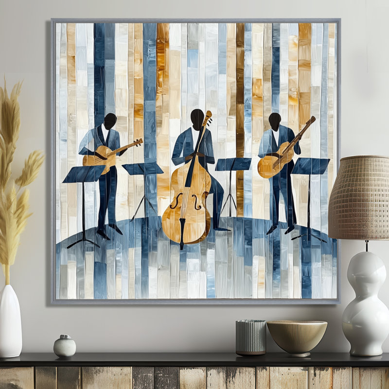 «Jazz Musisans In The Studio - Music Jazz Print», art mural, H 30 po x l 30 po, Reproduction avec cadre flottant