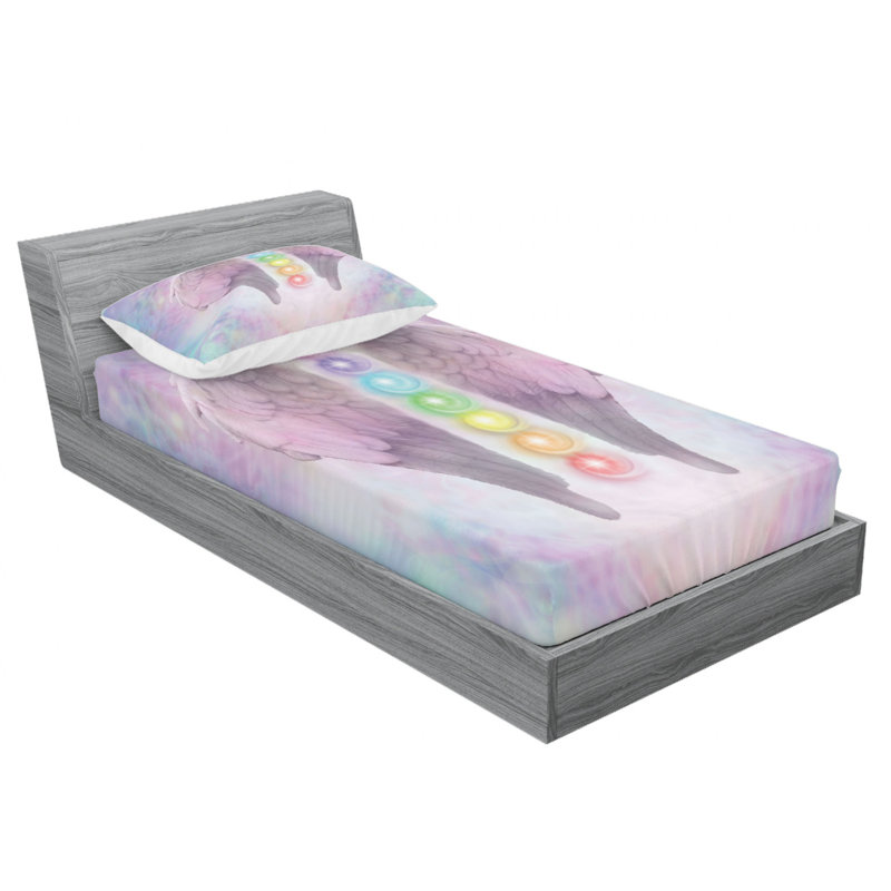 Angel Wings Microfiber Sheet Set, Twin Sheet Set + Fitted Sheet + 1 Pillowcase