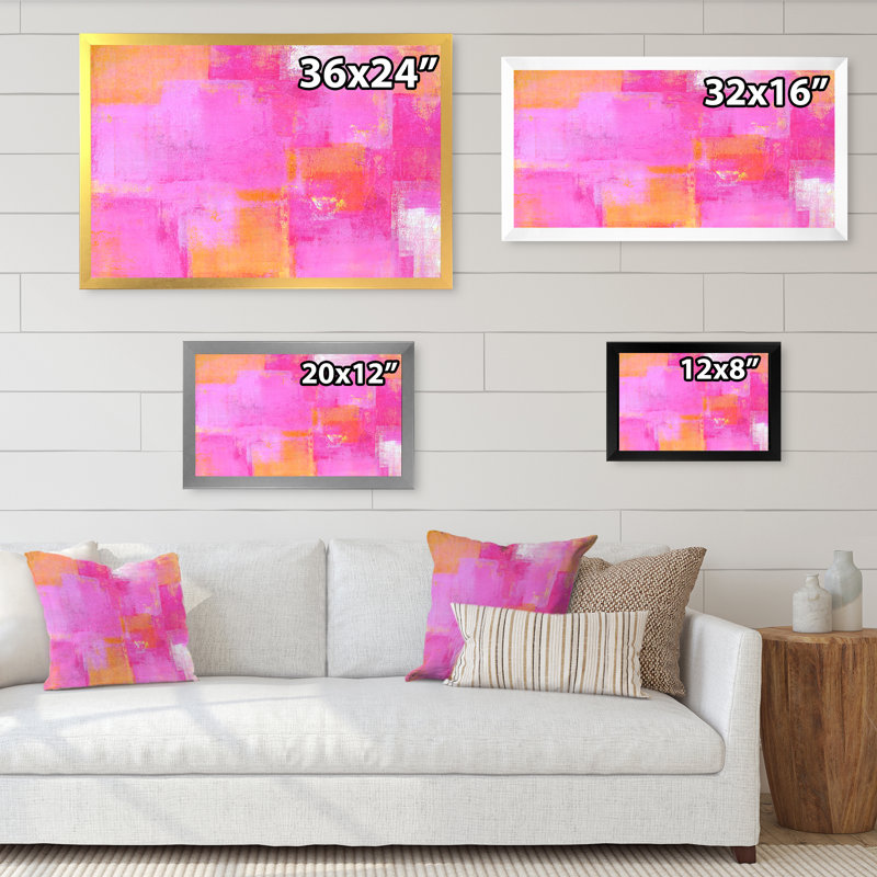 «Pink and Orange Colorfields II», reproduction sur toile flottante, H 8 po x l 12 po, Impression encadrée, Blanc