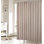 Rideau de douche plissé en lin blanc, 72 po de largeur, rideau de salle de bain en tissu avec forme mémoire, couleur unie neutre moderne, rideau en tissu d'intimité lavable à la machine pour une utilisation en toutes saisons