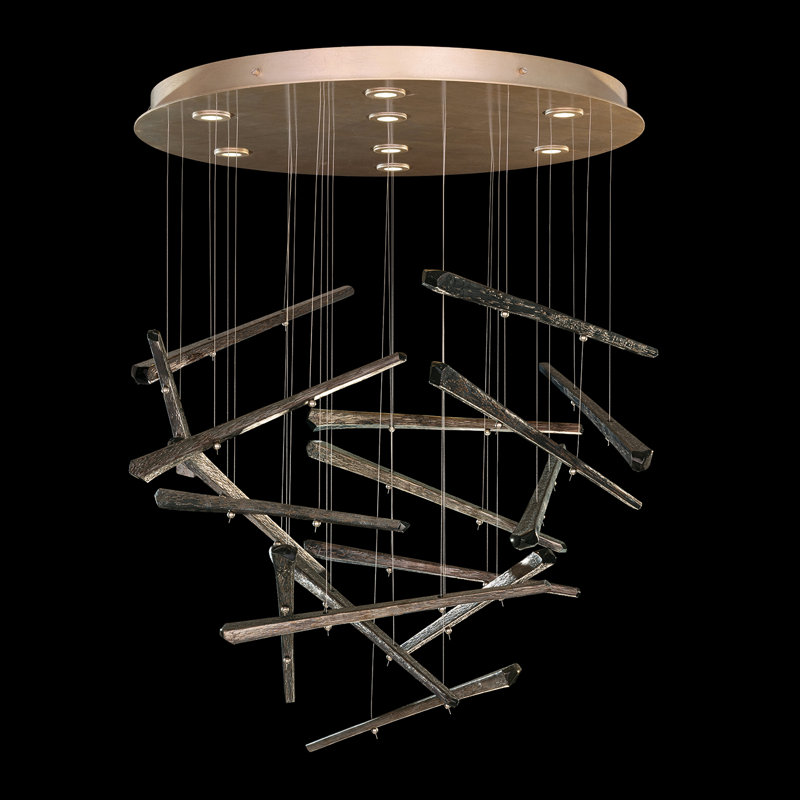 Luminaire suspendu géométrique à 8 lumières Elevate, Argent, Blanc