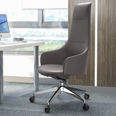 Philemol Tall Leather Office Chair with Headrest – Executive Desk & Conference Seating with Lumbar Support, Adjustable Height, Recline & Swivel