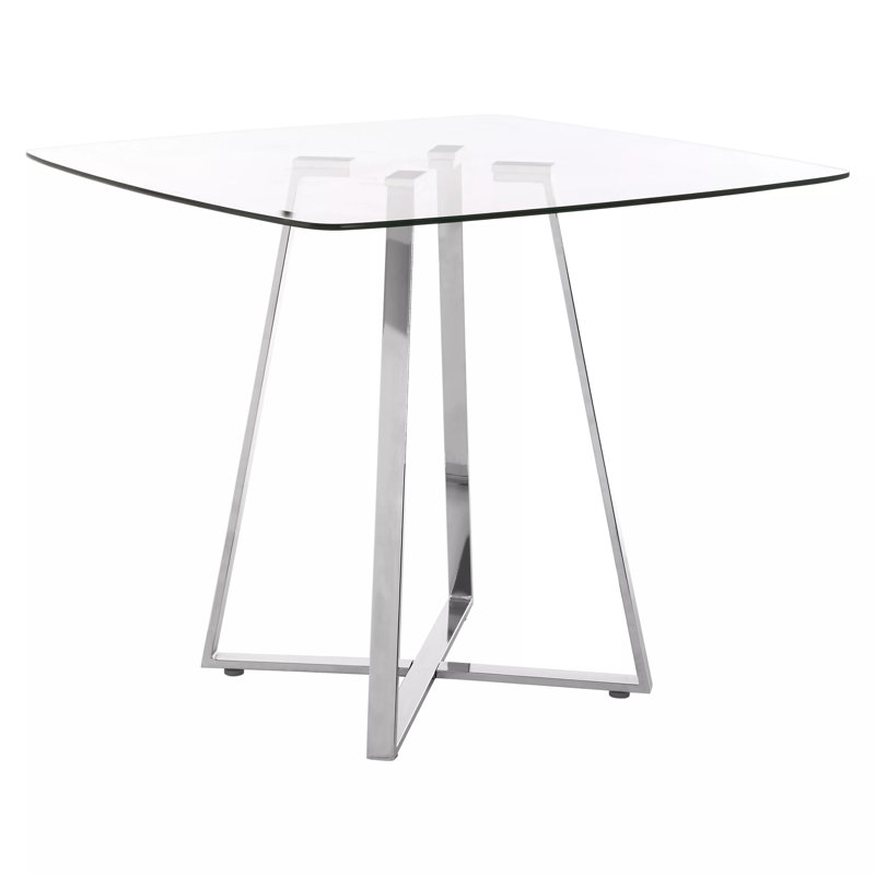 Barta Glass Top Metal Base Dining Table