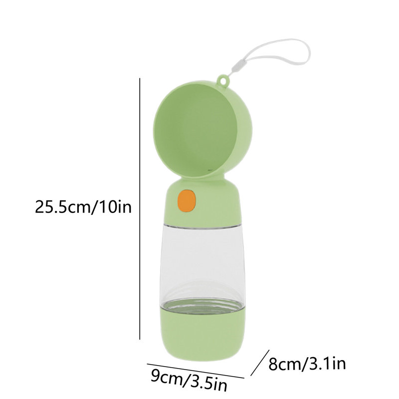 Mangeoire portative pour bouteille d'eau de marche pour chien, 10 x 3,14 x 3,54 po, vert