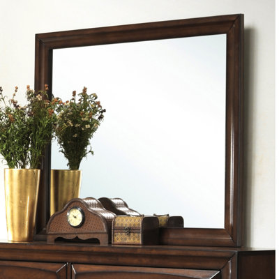 Beagan Wood Frame Mirror in Antique Oak Finish -  Roundhill Furniture, B139M