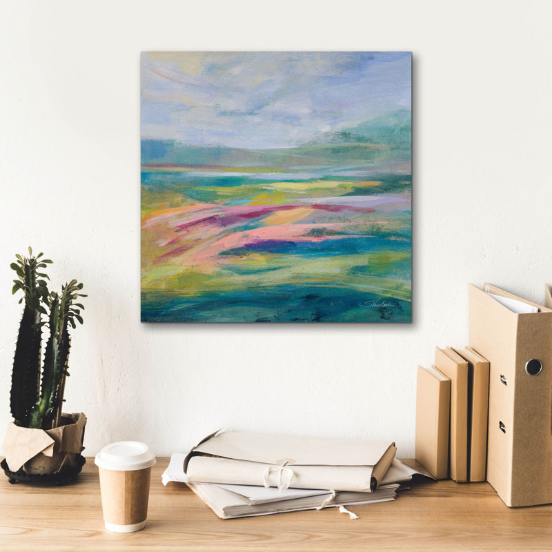  «Flower Hill 1» par Silvia Vassileva, art mural sur toile, 18 po x 18 po