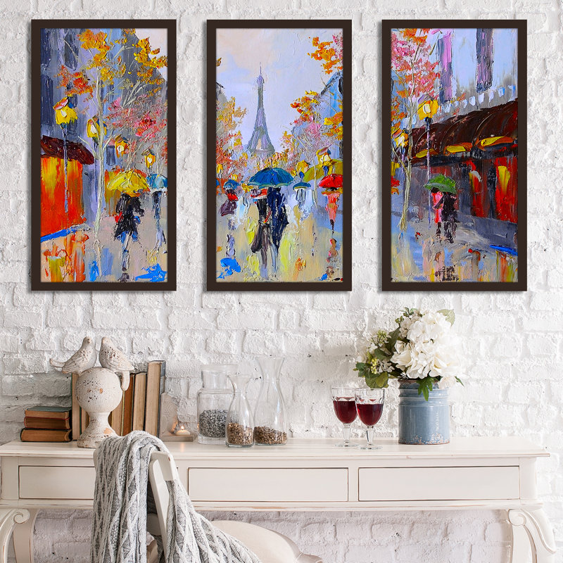 « paris de paris », ensemble de 3 reproductions d’art encadrées, H 33,5 po x l 52,5 po x P 1 po