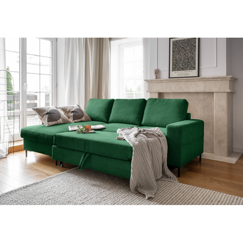 Lofty Lilly 4 seater Corner Sofa Bed, Left Hand Facing, Emerald Green