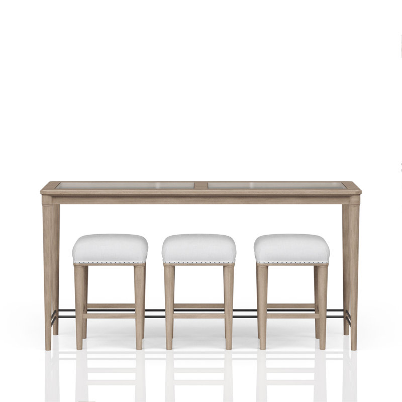 Console en verre givré avec 3 tabourets