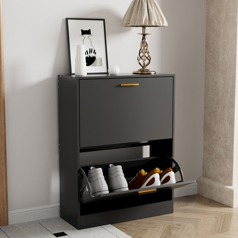 10 Pair Flip Down Shoe Storage, Black