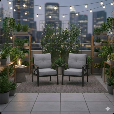 Set Of 2  All-Weather Metal Armchairs