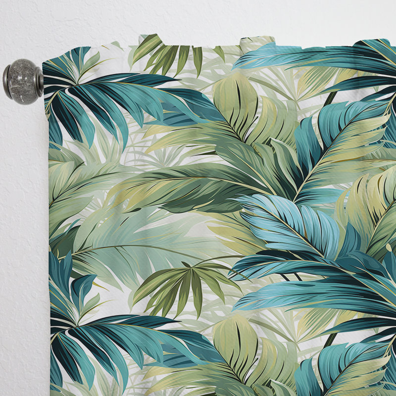 Motif tropical Palm Oasis - Rideau tropical - Velours obscurcissant - 1 panneau, L 52 po x L 108 po