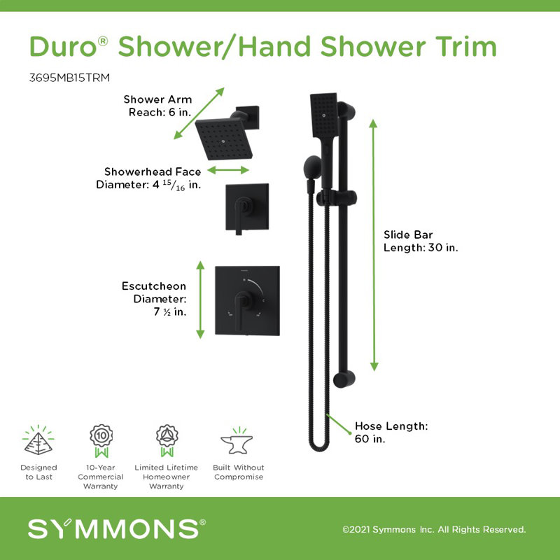 Duro HydroMersion Shower System with Hand Spray, Matte Black