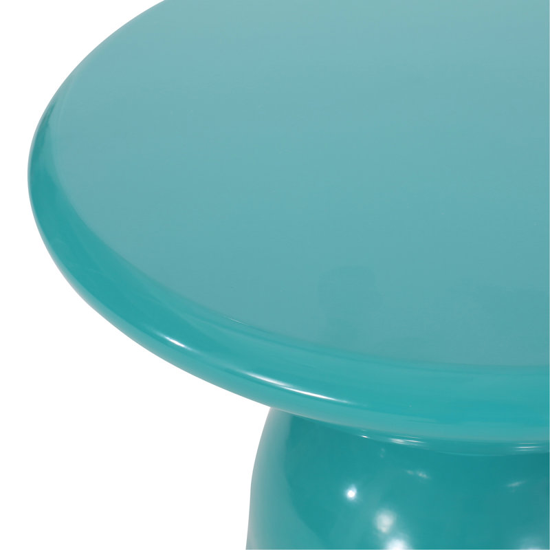 Outdoor Iron Side Tables With Flared Design, Set Of 2, Teal