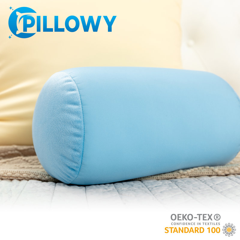 Microbead Bolster Neck Roll Pillow, Sweet Baby Blue