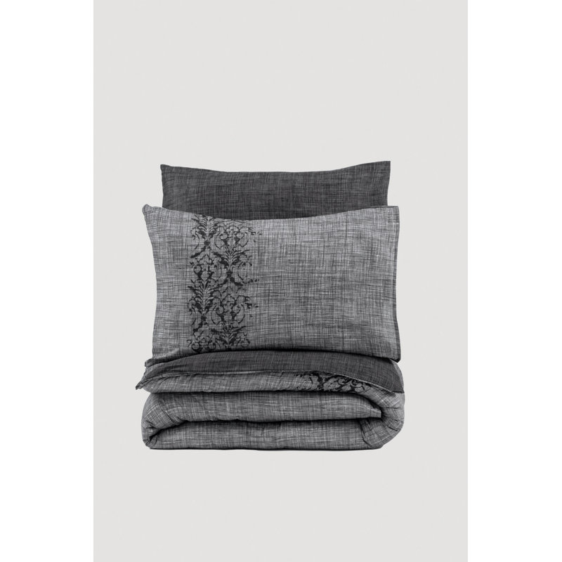 100% Cotton Ranforce Single Quilt Cover Set, Grey, Duvet Cover 55.1 x 78.7 inches & 1 Pillowcase 23.6 x 23.6 inches | Reactive Printing, Machine Washable, 145 Thread Count, Button Closure for Duvet, Envelope for Pillowcase