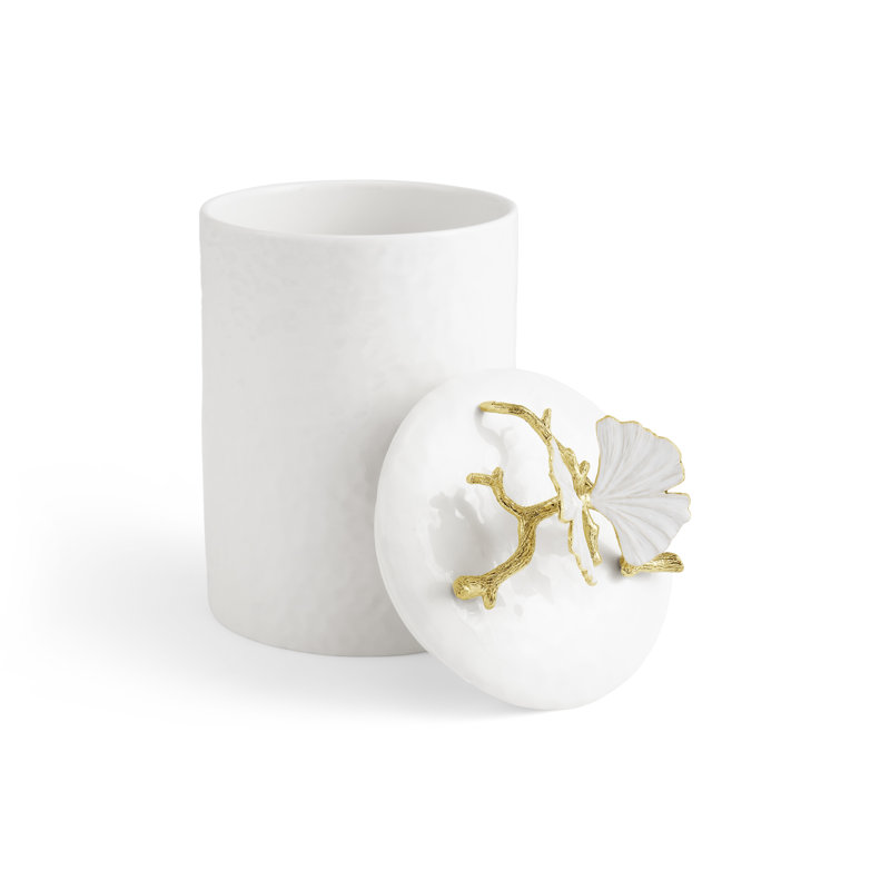 Butterfly Ginkgo Gold Porcelain Canister - Thumbnail 3