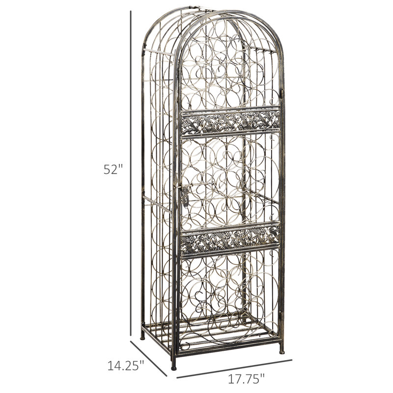 Contenant 45 bouteilles en fer forgé avec serrure, bronze antique, attrayant charme, l 17,94 po x P 14,03 po, option élégante