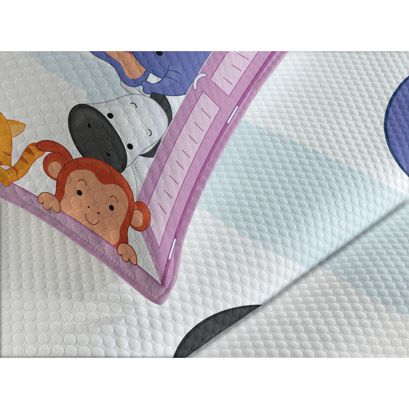 Ambesonne Zoo Bedspread Set Animals Peeping Window Multicolor, King Bedspread + 2 Standard Shams