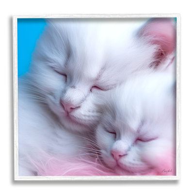 Stupell Industries Tucked In White Cats By Roozbeh Single Picture Frame Print On Canvas In Coastal White Framed Giclee