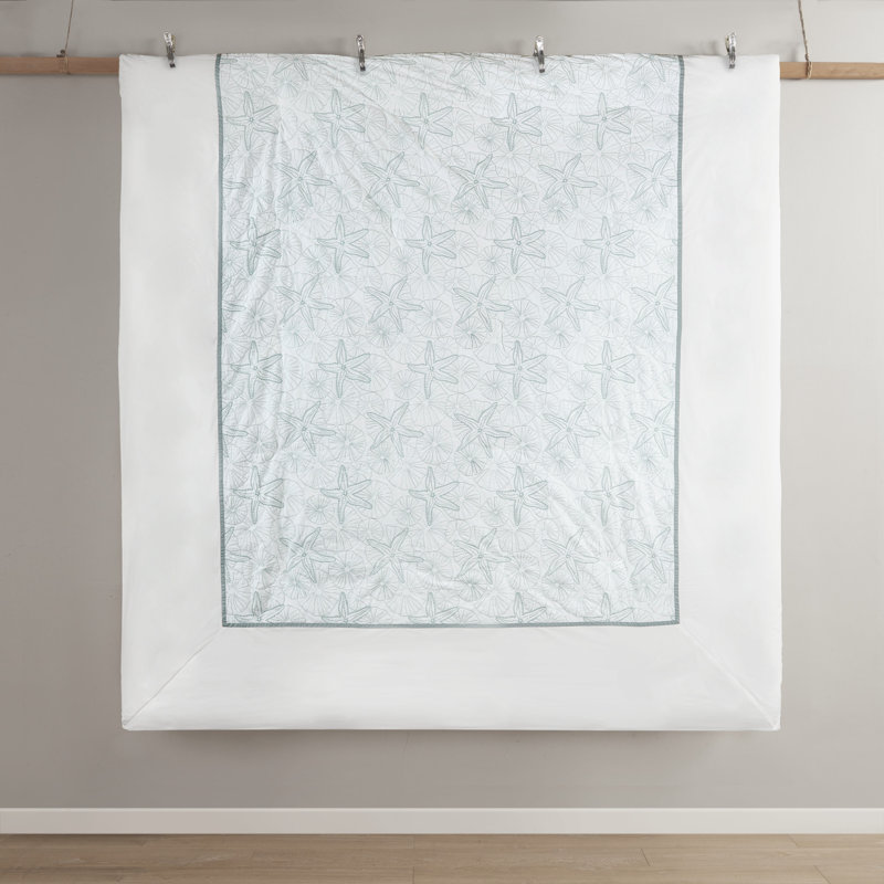 Maya Bay White and Seafoam Cotton Full/Queen Duvet Set