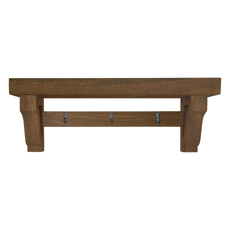 Rayne Large Wall Mounted Coat Rack with Shelf 7 Hook, Honey, 48/8/8