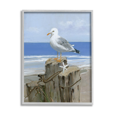 " Summer Seagull And Starfish Nautical Beach Post " by Sally Swatland