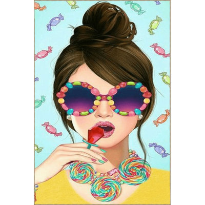 Blue Multicolor Woman Portrait Creative Modern Decorative Washable Rug
