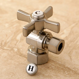 Soupape d'arrêt à angle quart de tour FIP x 3/8 po Kingston, Nickel brossé