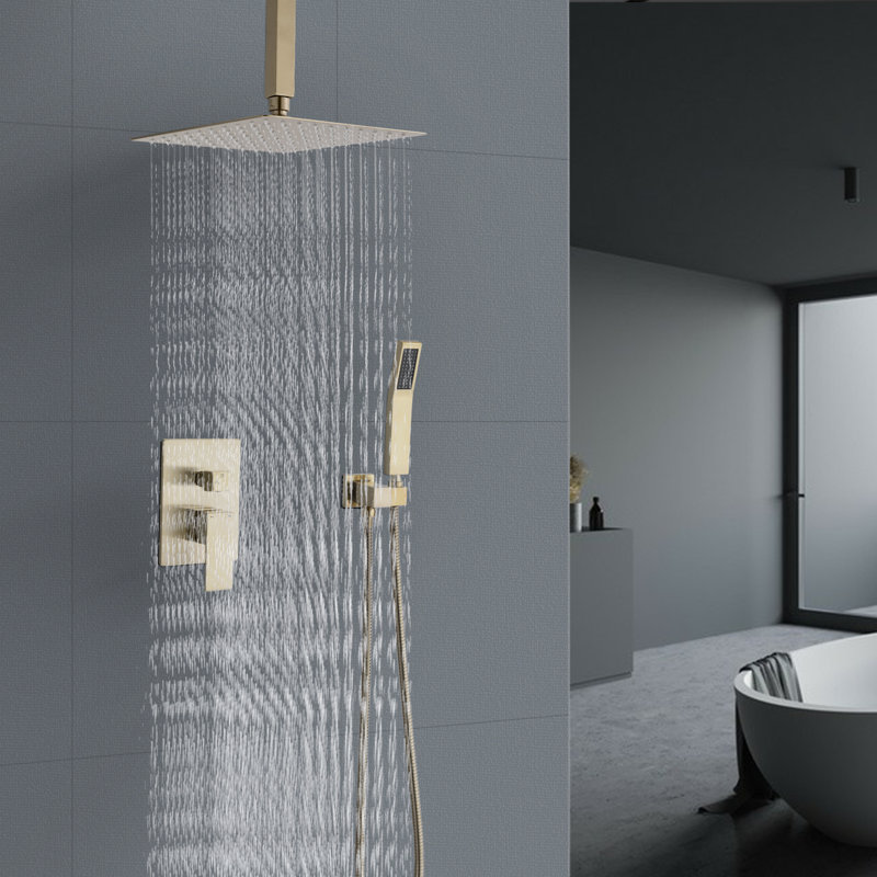 Complete Shower System with Rough in-Valve, Gold