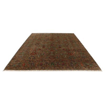 9x12 Brown Turkish Tribal Rug