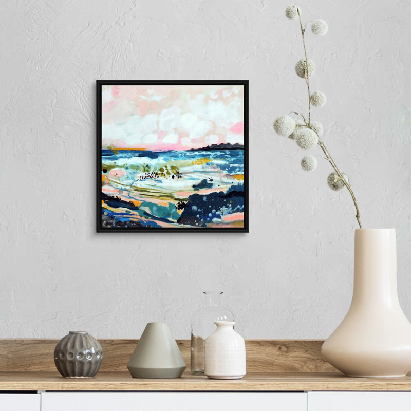 «Surfscape IV» par Karen Fields - reproduction d'art, Toile avec cadre noir, H 14 po x l 14 po x P 1,75 po